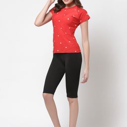 CUKOO Women Red & Black Printed Two piece Swimwear Set-image-60