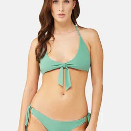 SECRETS BY ZEROKAATA Solid Ribbed Beach Wear Bikini Set-image-47