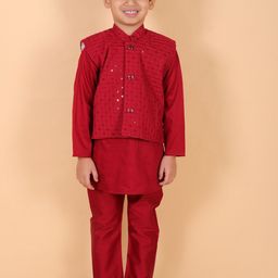 BAESD Boys Regular Sequinned Kurta with Pyjamas-1