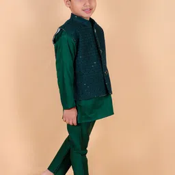 BAESD Boys Regular Sequinned Kurta with Pyjamas image 4