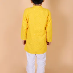 BAESD Boys Embroidered Regular Sequinned Pure Cotton Kurta with Pyjamas image 4