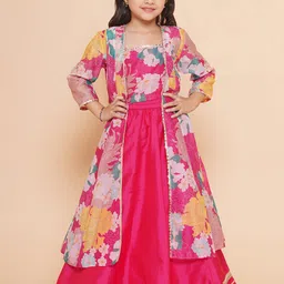 Bitiya by Bhama Girls Floral Printed Ready to Wear Lehenga & Blouse With Shrug-picture-31