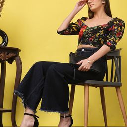 MINOS Floral Print Sweetheart Neck Puff Sleeve Crop Top-image-49