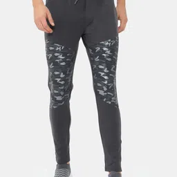 FabSeasons Men Charcoal Grey Camouflage Printed Slim-Fit Track Pants-image-90