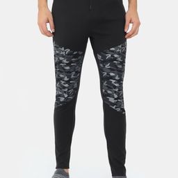 FabSeasons Men Black & Grey Camouflage Printed Slim-Fit Track Pants-image-91