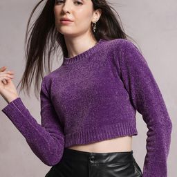 Tokyo Talkies Purple Round Neck Crop Pullover-image-34
