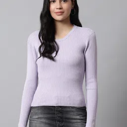 NoBarr Round Neck Striped Pullover-image-90