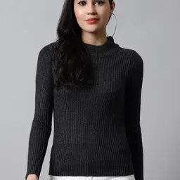 NoBarr Self Design High Neck Pullover-25