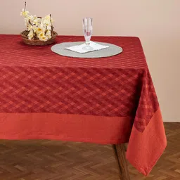 Fabindia Akira Red & Orange Woven Cotton 6 Seater Table Covers-9