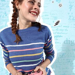 Dressberry Women Striped Long Sleeves Pullover Sweater-picture-28