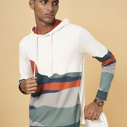 Urban Ranger by pantaloons Men Colourblocked Hooded Cotton Sweatshirt-image-21