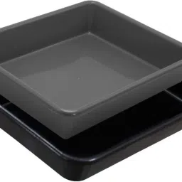 Plastic Prime Exel Small Tray For Home/Office, 2 pc Tray 2 Ltr, Grey Black Tray-image-49