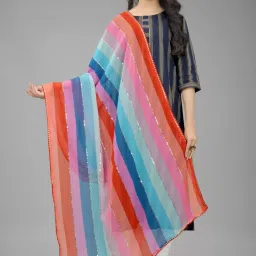 Georgette Striped Multicolor Women Dupatta-picture-6