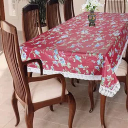 Homerz Red Floral Printed Rectangle 8-Seater Table Cover-26
