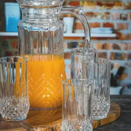 Lemon Set with Glass Water Jug 1.5Lwith Lid(Clear) 240ml Glass Set Jug Glass Tray Set-image-56