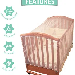 baby moo Polyester Kids Washable Essential White Cot Mosquito Net Mosquito Net image 5
