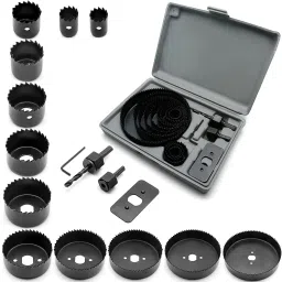 Hole Saw Cutting 16 Piece Hole Saw Kit with Mandrel Hex, 3/4"-5" Hole Cutter Set Round Hole Drill Bit Set for Wood Plastic-23