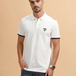 Men Solid Polo Neck Pure Cotton White T-Shirt-image-53