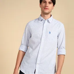 u.s. polo assn. Men Slim Fit Striped Cut Away Collar Casual Shirt-picture-40