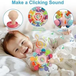 ntz Soft Teeth Rattle Ball Toys,Classic Rattle and Teether Grasping Activity Teether Teether image 3