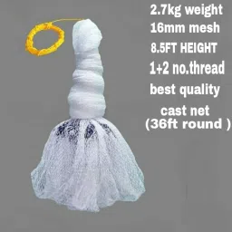 3 KG 1&2 NO THREAD 10FT HT 16MM MESH 38 ROUND HAND THROWING FISHING NET Fishing Net-image-11