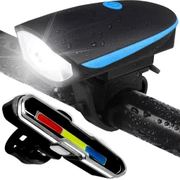 USB Chargeable Bicycle Front Head Light Back COB Tail Light Combo LED Front Rear Light Combo-0