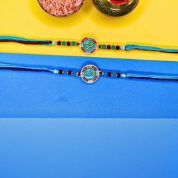 Anouk Set Of Beaded Cotton Thread with AD Stones & Meenakari Designer Rakhi for Brother-53