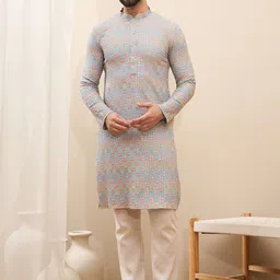 SWAGG INDIA Men Ethnic Motifs Embroidered Thread Work Kurta-picture-18