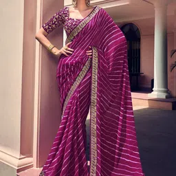 DIVASTRI Leheriya Embroidered Pure Georgette Leheriya Saree-image-18