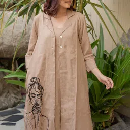 MIRCHI FASHION Women Three-Quarter Sleeves Shirt Collar A-Line Dress-image-52