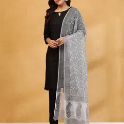 Fabindia Floral Printed Cotton Silk Dupatta-picture-35