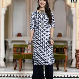 Moda Rapido Selection Of 2 Geometric Printed Round Neck Straight Kurta-image-30