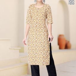 HERE&NOW Selection Of 2 Geometric Printed Round Neck Straight Kurtas-7