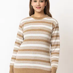 LEZA Women Striped Pullover with Embroidered Detail-image-76