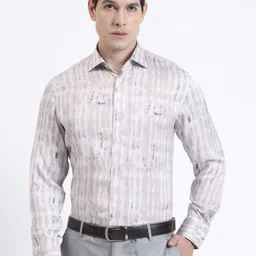 JADE BLUE Slim Fit Abstract Printed Long Sleeves Formal Shirt-image-77