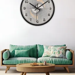OLIVE TREE Black & Beige Printed Contemporary Wall Clock-image-36