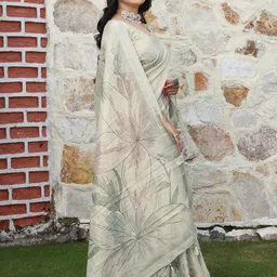 Anouk Cream Tissue Printed Sarees-picture-37