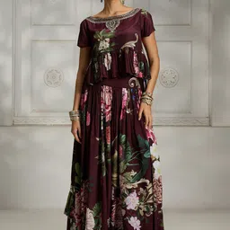 Rivaar By Rocky Star Floral Printed Top With Skirt Co-Ords-image-57