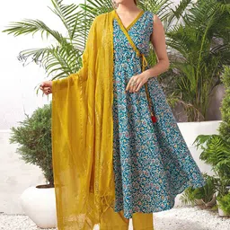 KALINI Women Printed Regular Kurta with Palazzos & With Dupatta-picture-0