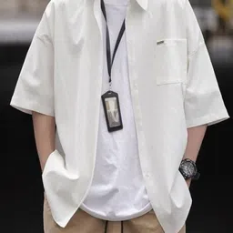 KPOP Spread Collar Short Sleeves Original Fit Casual Shirt-picture-4