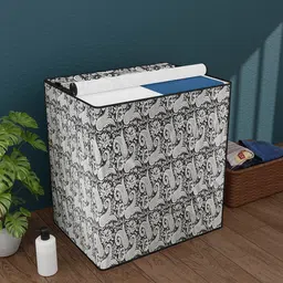Kuber Industries Black & White Printed Semi-Automatic Washing Machine Cover-21
