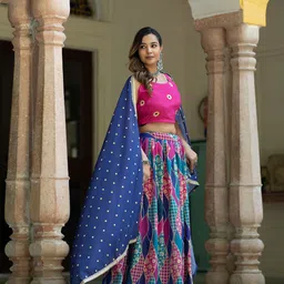 TASRIKA Printed Semi-Stitched Lehenga & Unstitched Blouse With Dupatta image 3