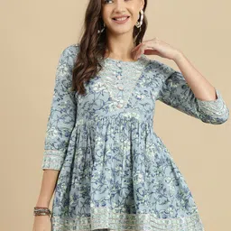 JANAKDULARI CREATION Women Floral Printed Round Neck Cotton Top-image-6