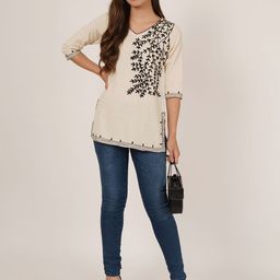 Brownverse Embroidered Cotton Top-image-60