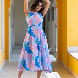 ASPORA Printed Midi Ethnic Dresses-picture-2
