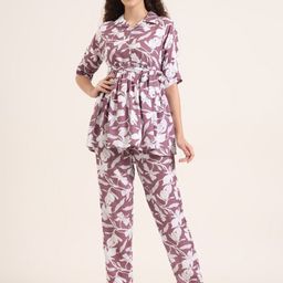 BAESD Printed Cotton Shirt-Collar Tunic With Trousers Co-Ords-image-74