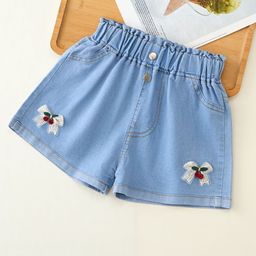 YK Girls Embellished Washed Denim Shorts-20