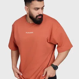 FUAARK Men Solid Round Neck Cotton Oversized T-shirt-image-38