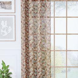 Story@home Brown & White Geometric Sheer Long Door Curtain-image-80
