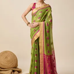 Rangtulika Ethnics Woven Design Zari Silk Cotton Saree-picture-19